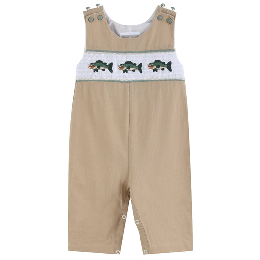 Brown Smocked Bass Overalls