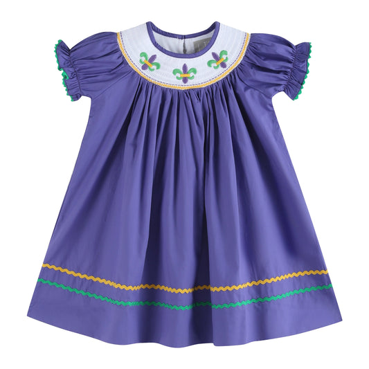 Smocked Mardi Gras Dress