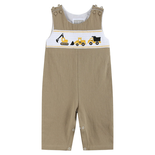 Brown Smocked Construction Overalls