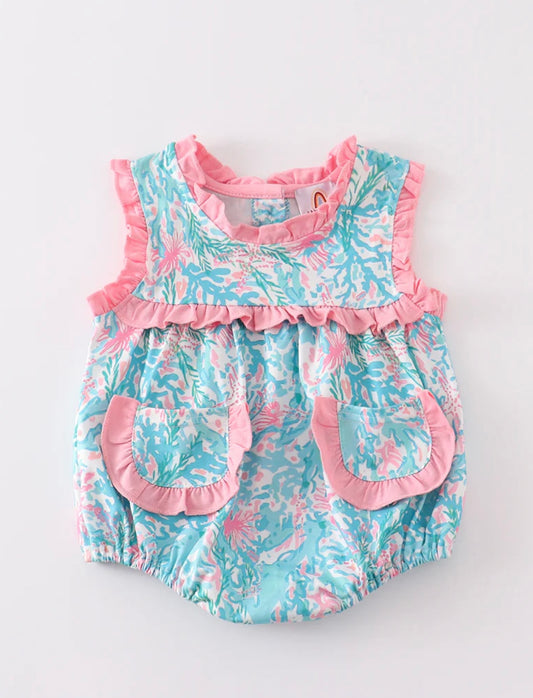 Pink and Blue Print Ruffle Bubble