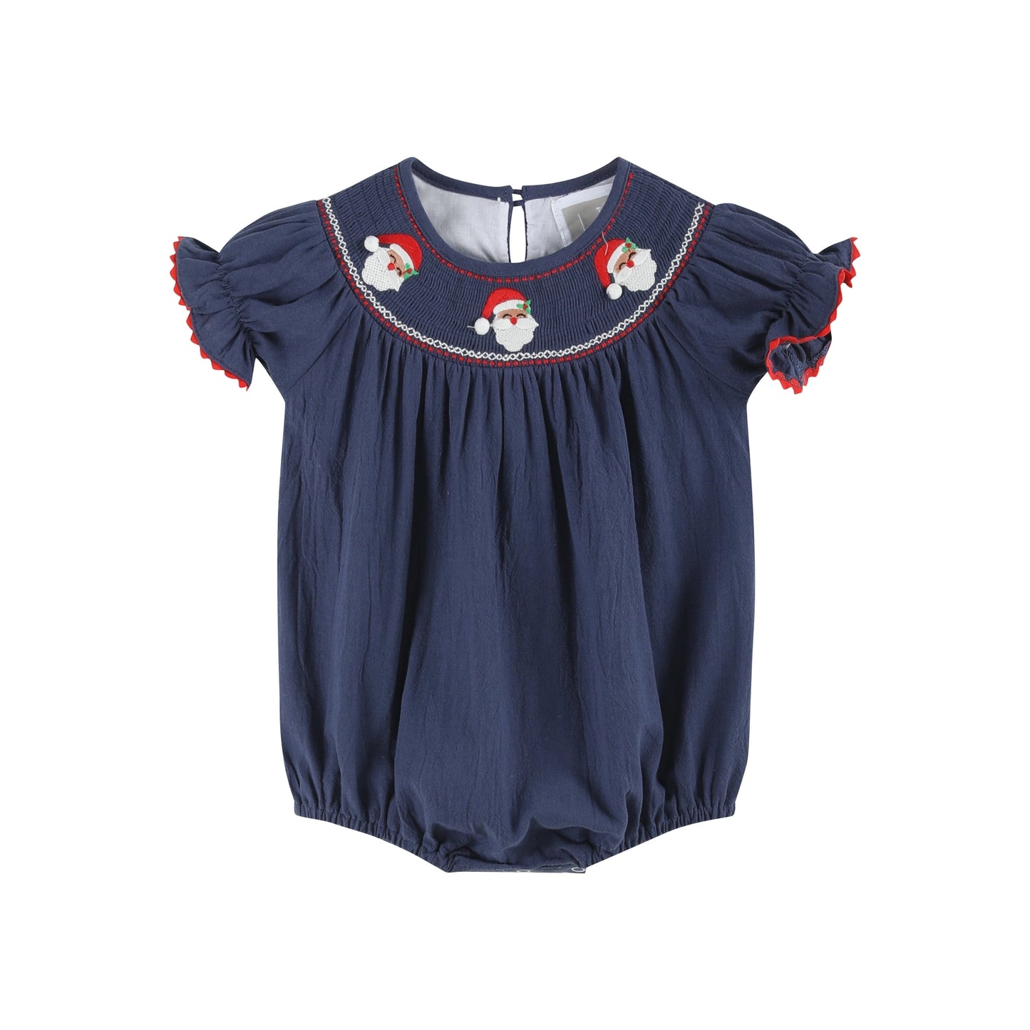 Navy Smocked Santa Bubble