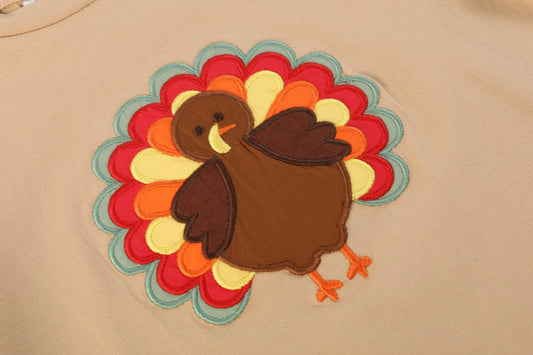 Brown and Green Turkey Applique Pants Set