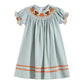 Light Blue Pinstripe Smocked Turkey Dress