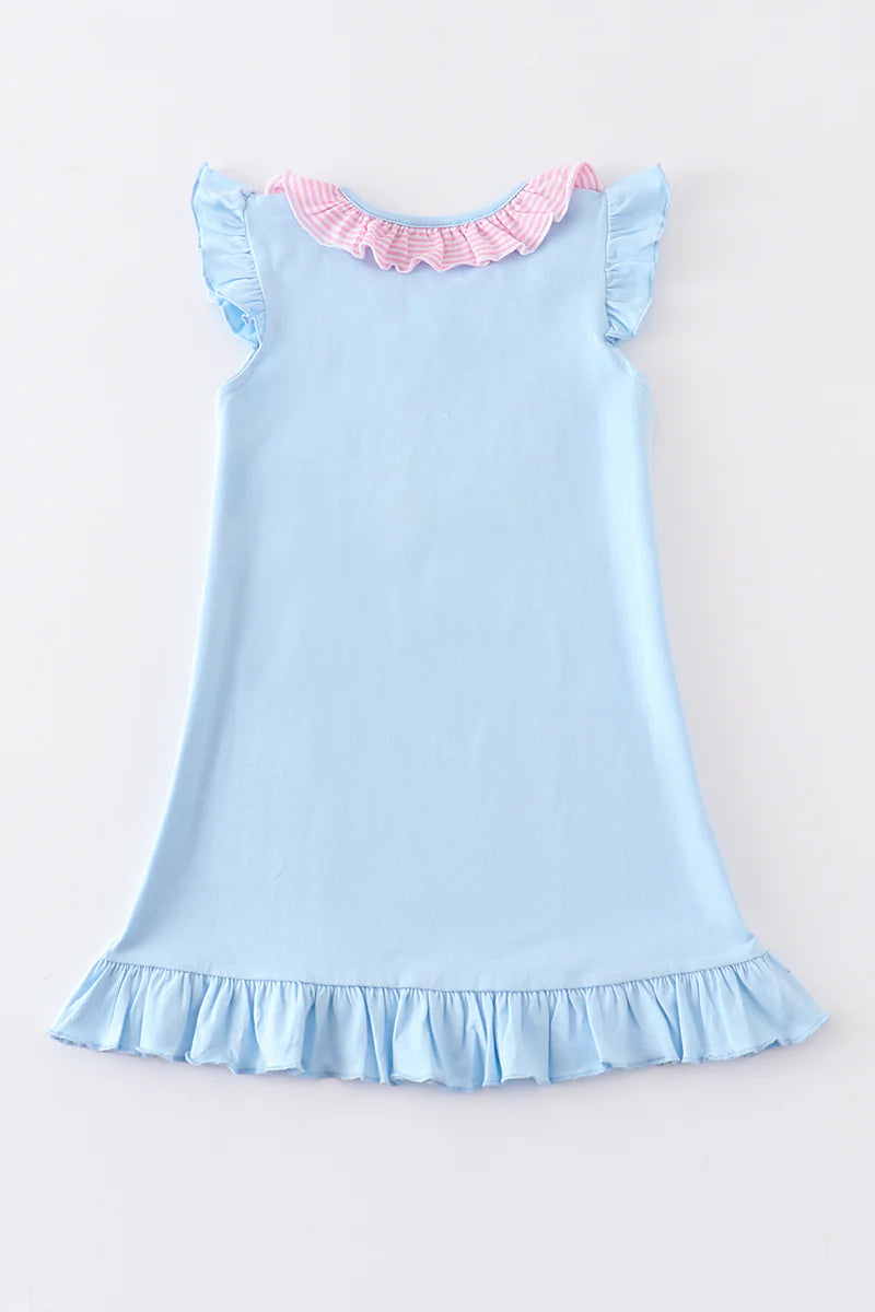 Blue Golf Applique Ruffle Dress