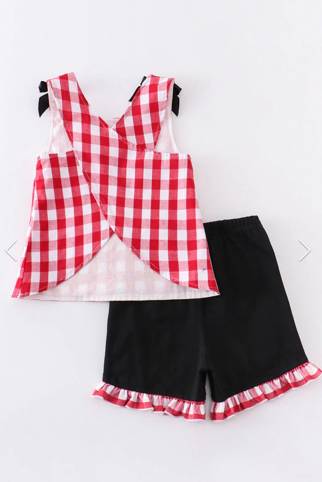 Red Plaid Mouse Ruffle Shorts Set