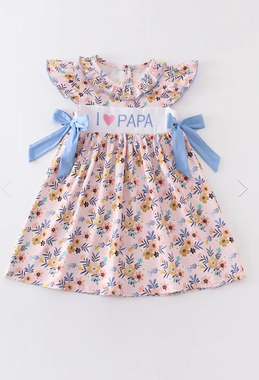 Embroidered I Love Papa Dress