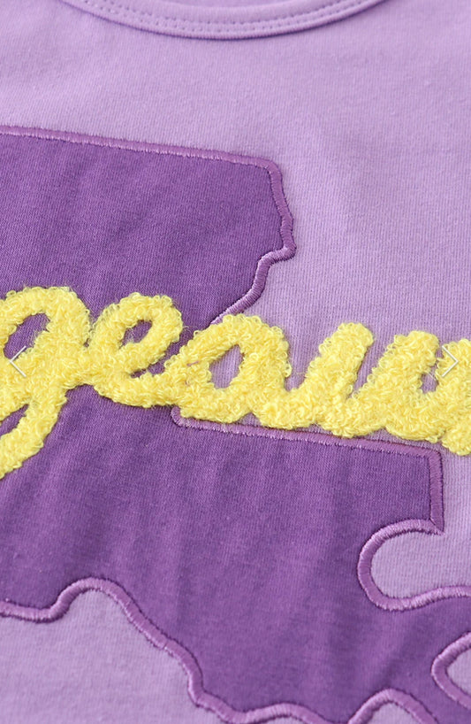 French Knot "Geaux" LSU Shorts Set