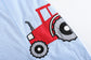 Blue Pinstripe Tractor Applique Jon Jon