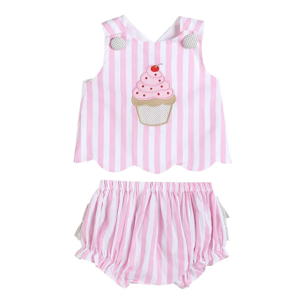 Pink Striped Cupcake Bloomer Set