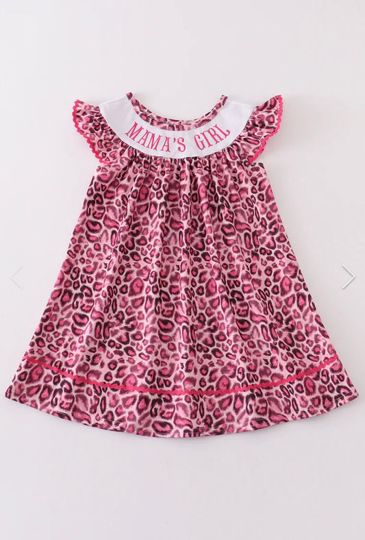 Leopard Print Mama's Girl Embroidered Dress