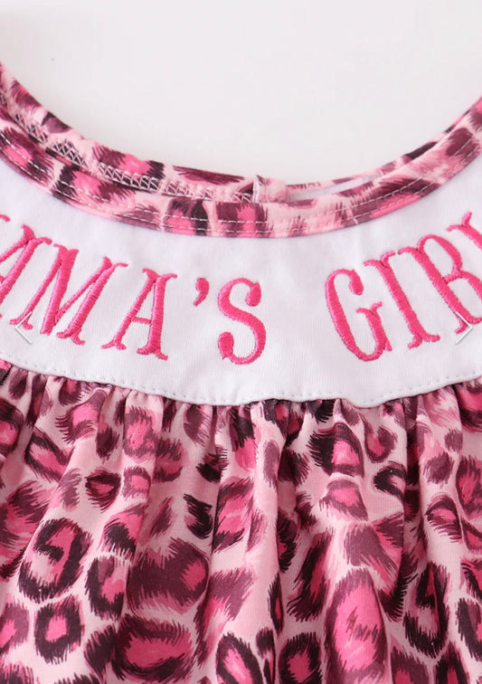 Leopard Print Mama's Girl Embroidered Dress