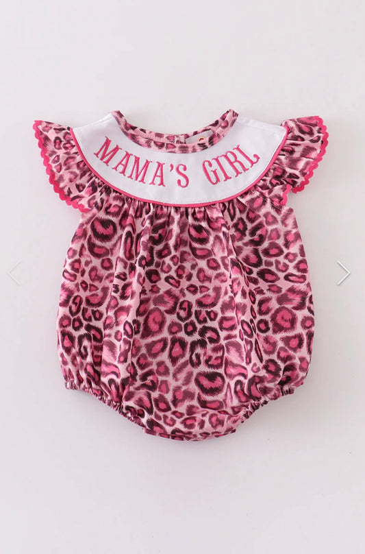 Leopard Print Mama's Girl Embroidered Bubble