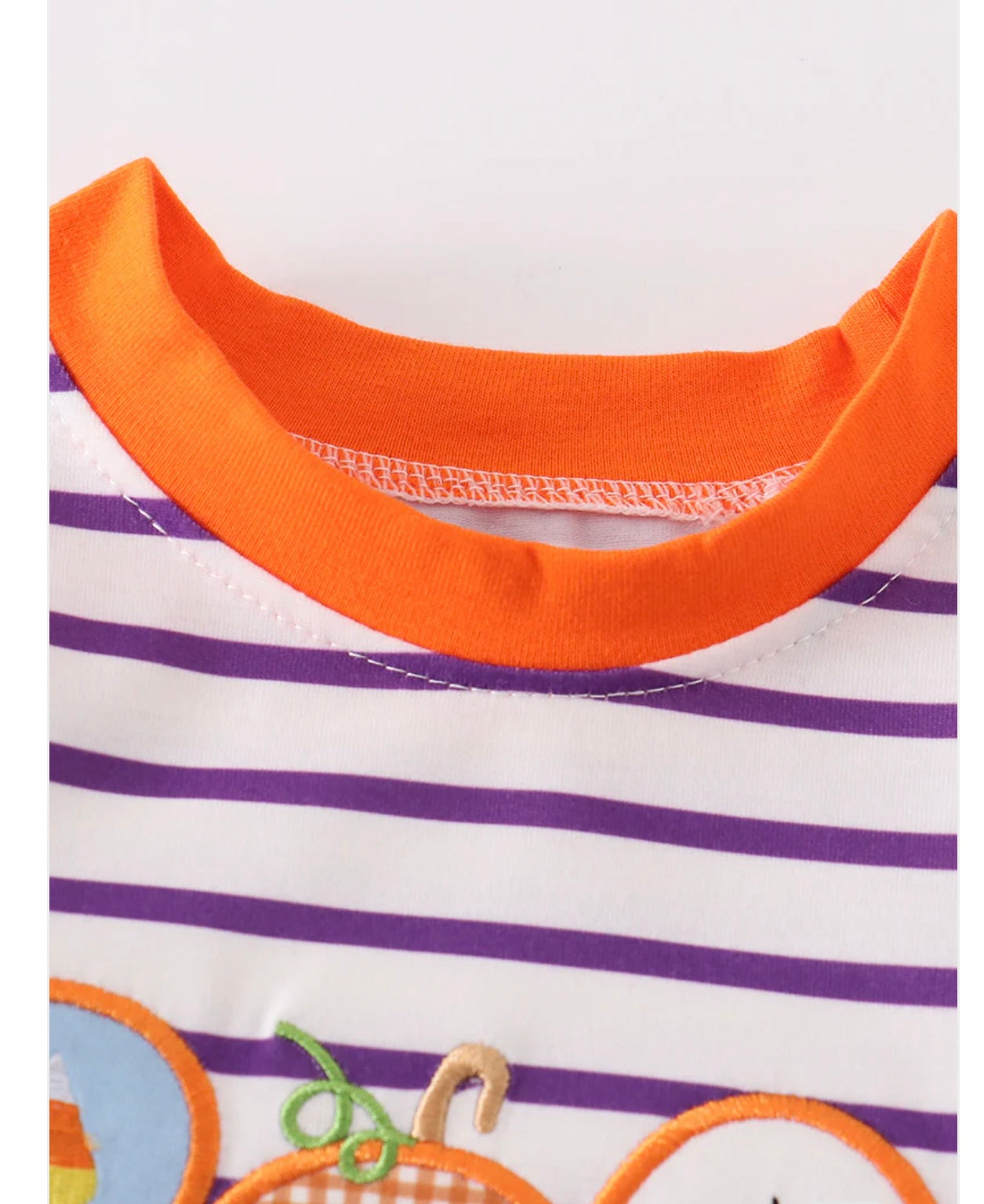 Purple Striped "BOO" Applique Boy Romper