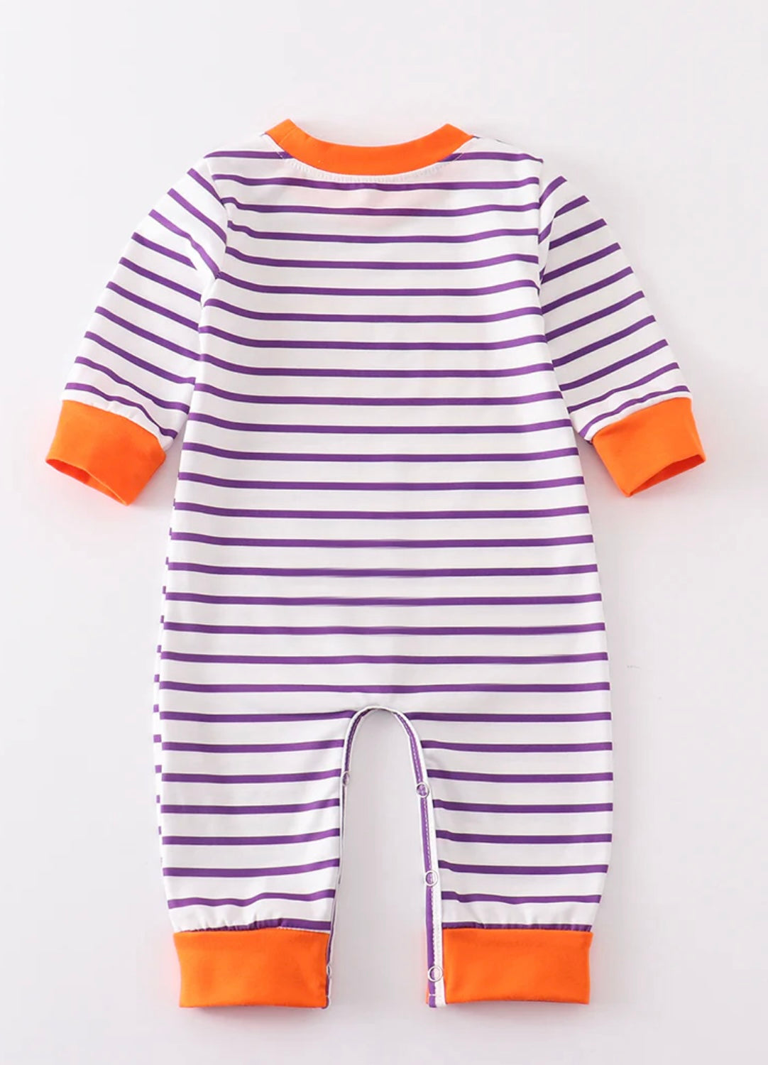 Purple Striped "BOO" Applique Boy Romper