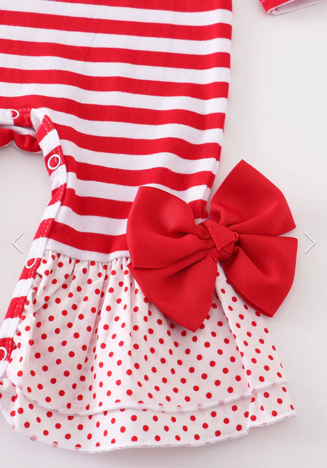 Striped Santa Claus Applique Ruffle Romper