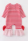 Striped Santa Claus Applique Ruffle Romper