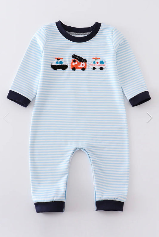 French Knot Emergency Vehicles Romper