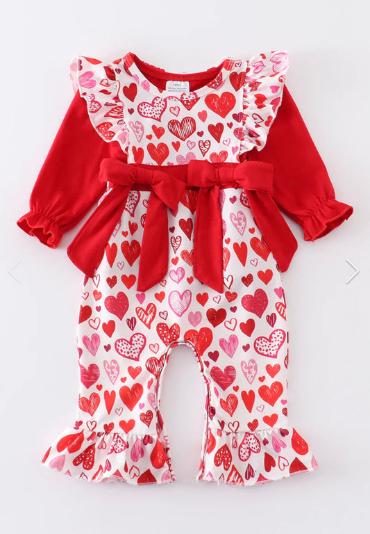 Heart Print Valentine's Day Romper