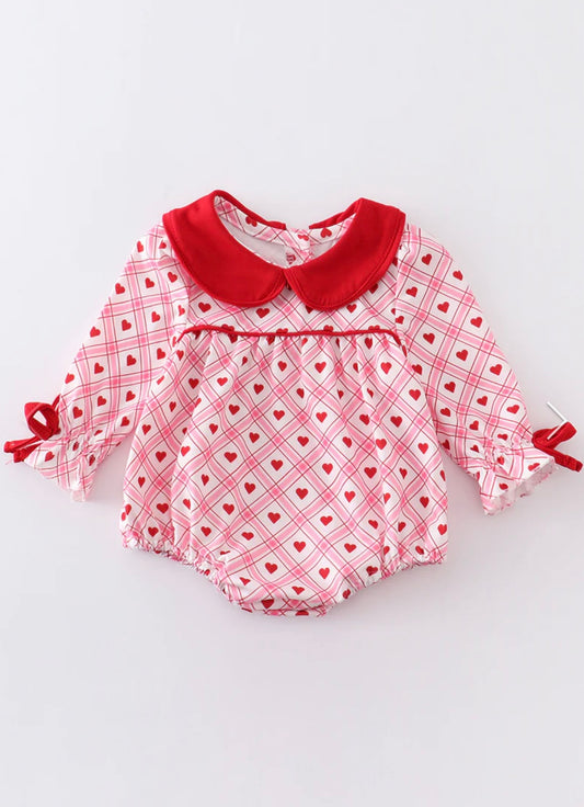 Red Plaid Heart Print Bubble