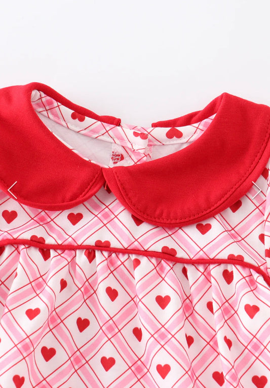 Red Plaid Heart Print Bubble