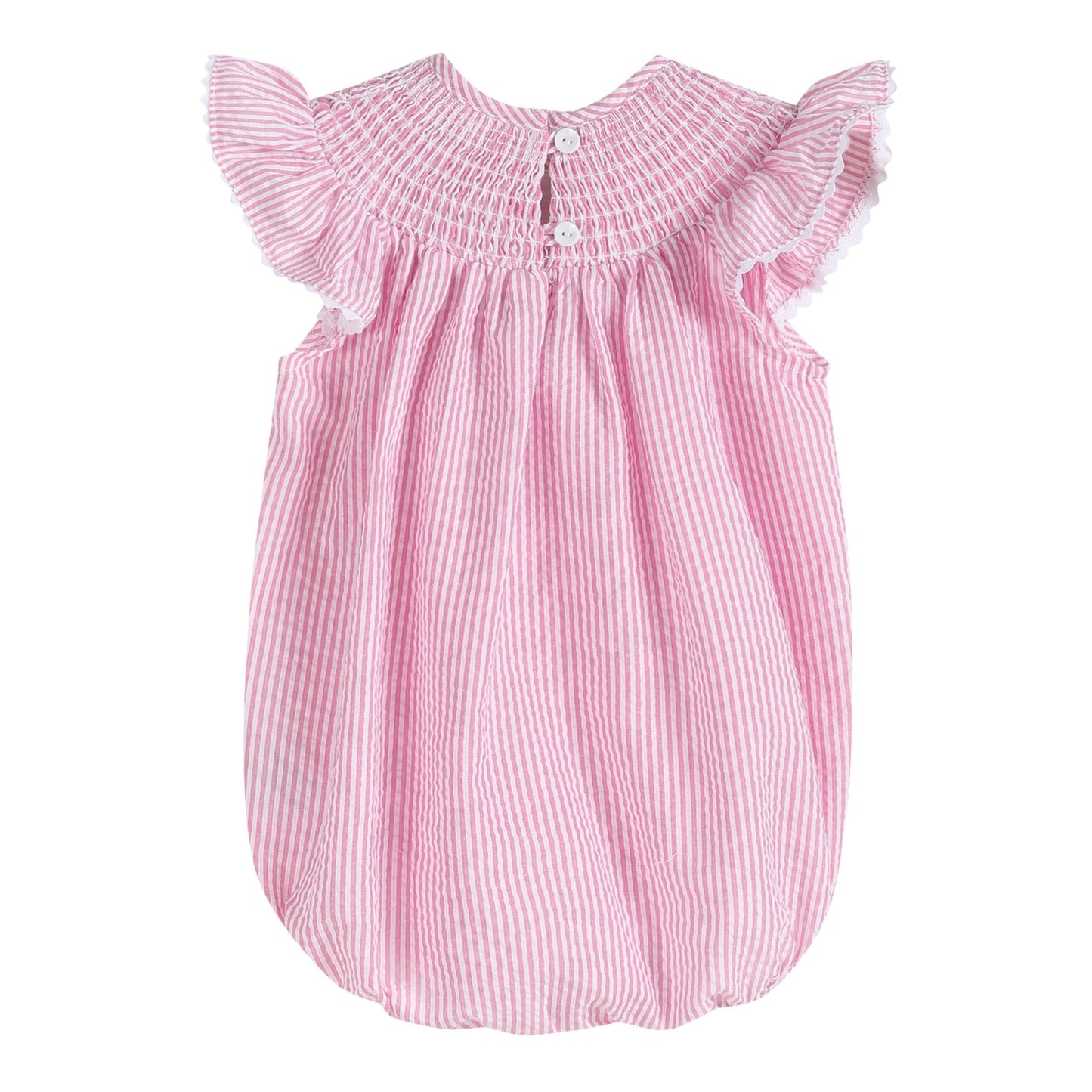 Pink Seersucker Smocked Bunny Bubble