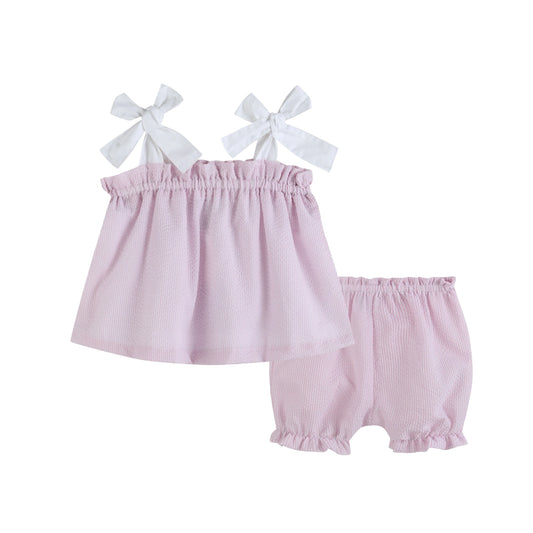 Pink Seersucker Two Piece Set