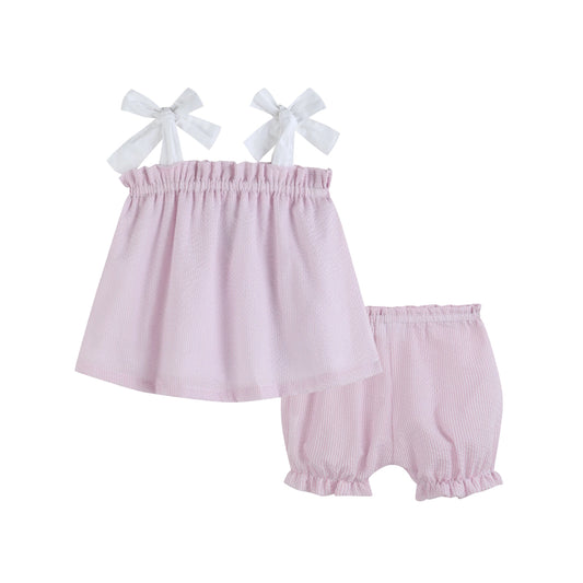 Pink Seersucker Two Piece Set