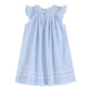 Blue Seersucker Smocked Bunny Dress