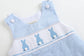 Blue Gingham Smocked Bunny Shortalls