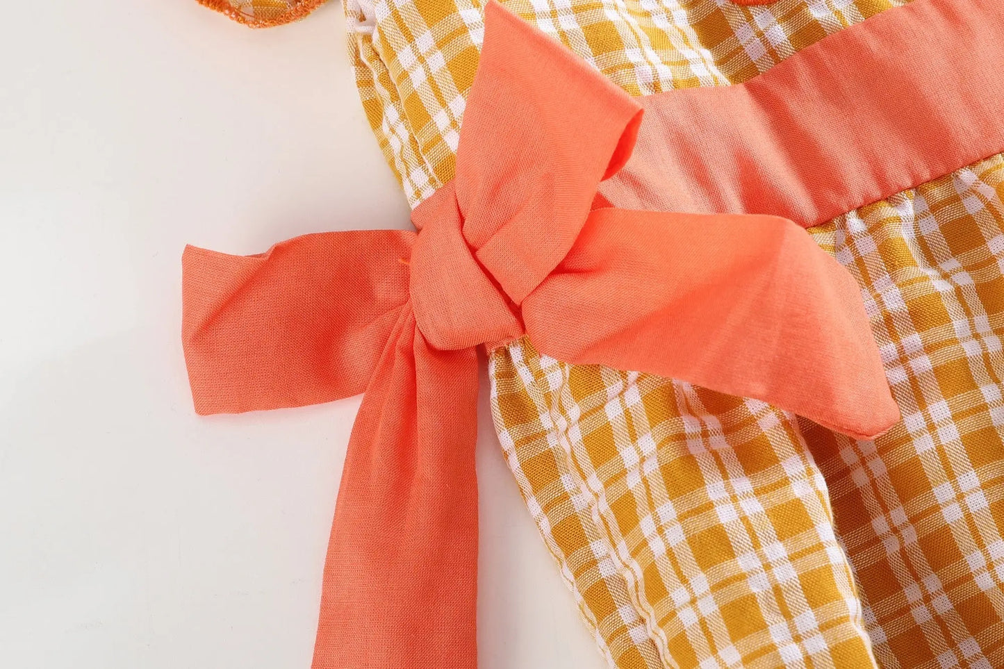 Orange Gingham Pumpkin Ruffle Bubble