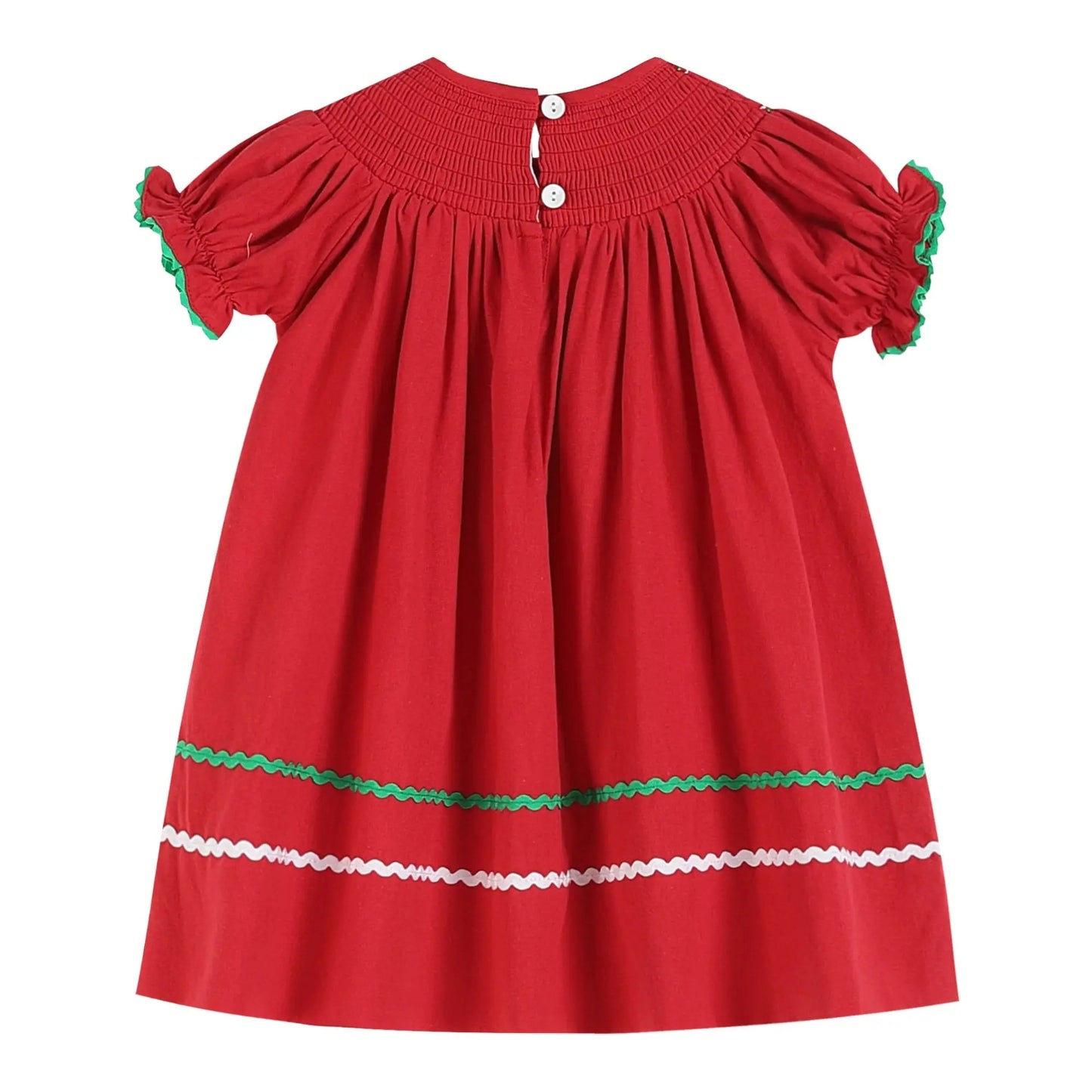 Red Smocked Christmas Tree Dress