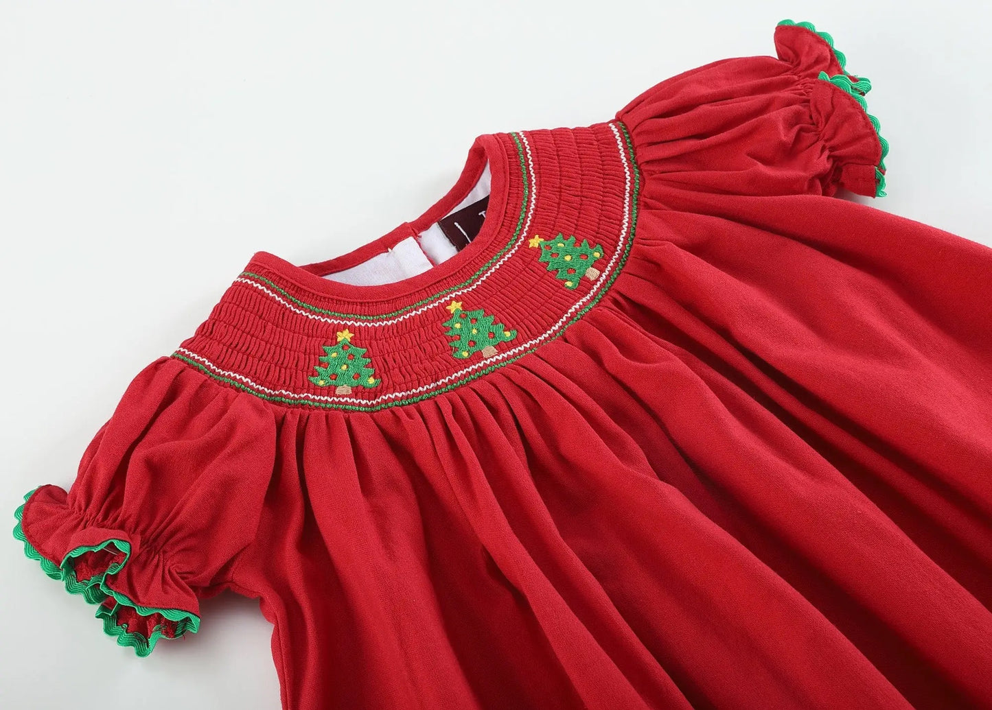 Red Smocked Christmas Tree Dress