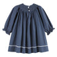 Navy Blue Smocked Nativity Bishop Dress