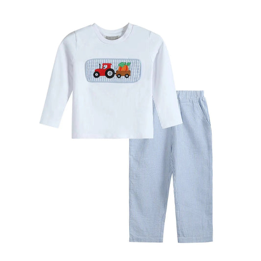 Smocked Tractor & Pumpkin Pants Set