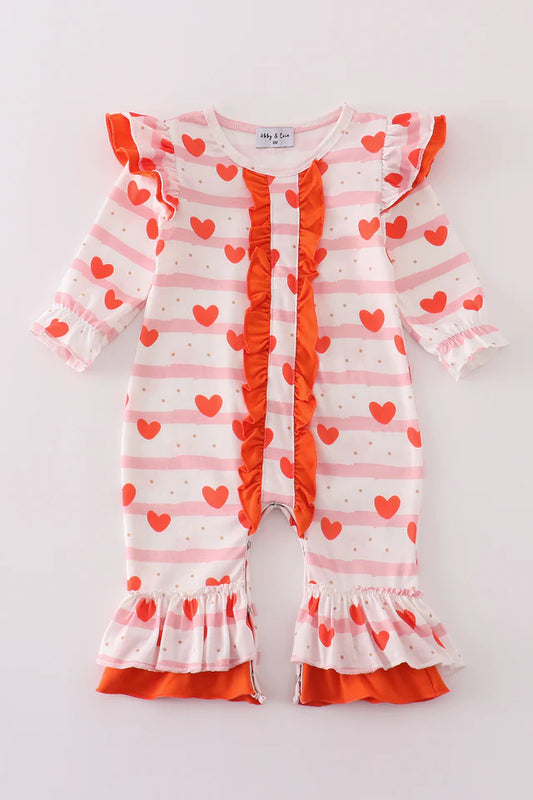 Heart Print Valentine's Romper