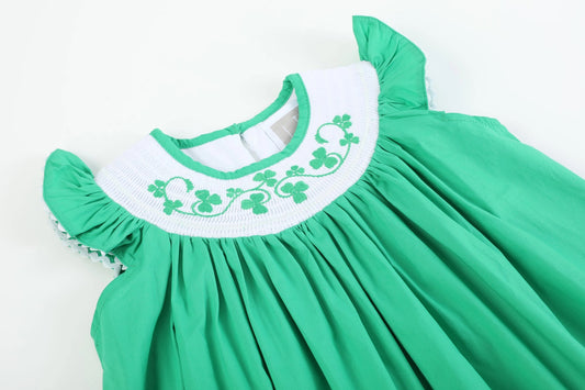 Smocked St. Patricks Day Bishop Dress