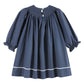 Navy Smocked Nativity Bishop Dress