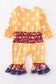 Mustard Pumpkin Applique Ruffle Romper