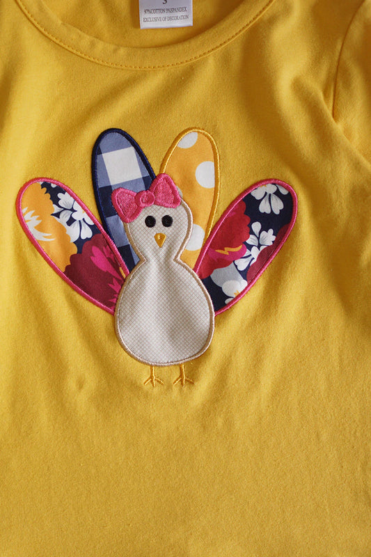 Mustard Turkey Applique Pants Set