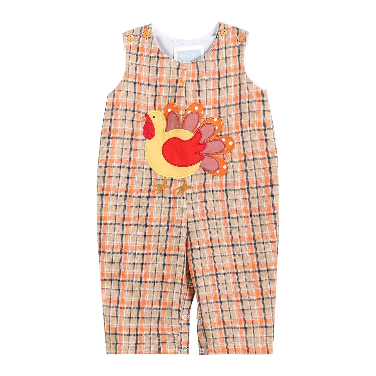 Brown & Orange Plaid Turkey Overalls