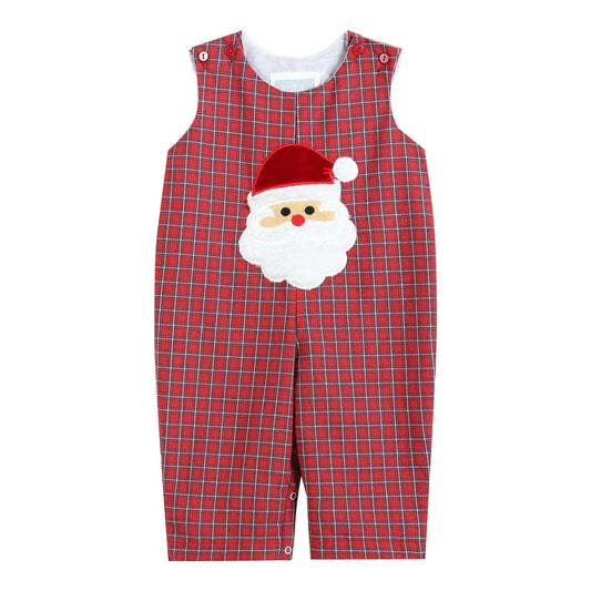 Red Plaid Fuzzy Santa Overalls