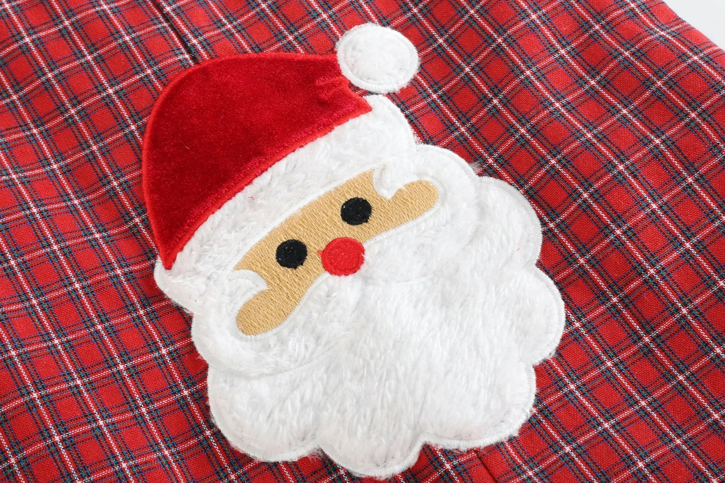 Red Plaid Fuzzy Santa Overalls