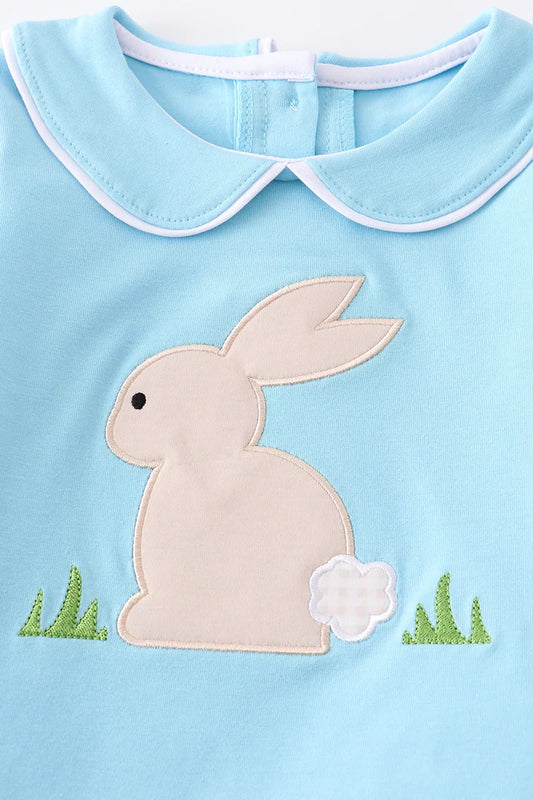 Blue Bunny Applique Short Set