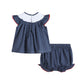 Navy Smocked American Flag Bloomer Set