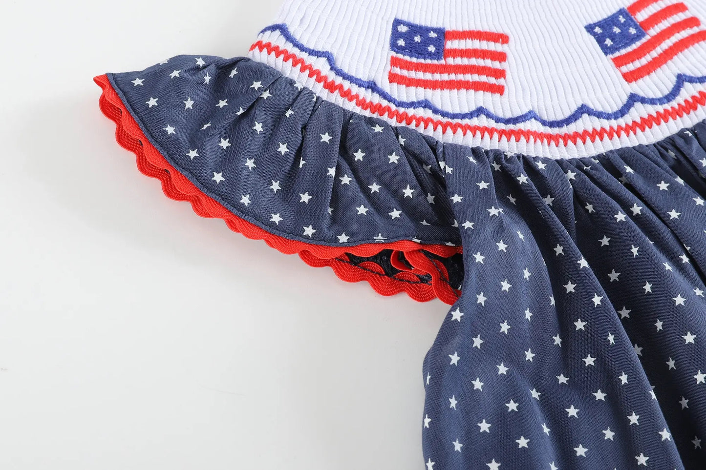 Navy Smocked American Flag Bloomer Set